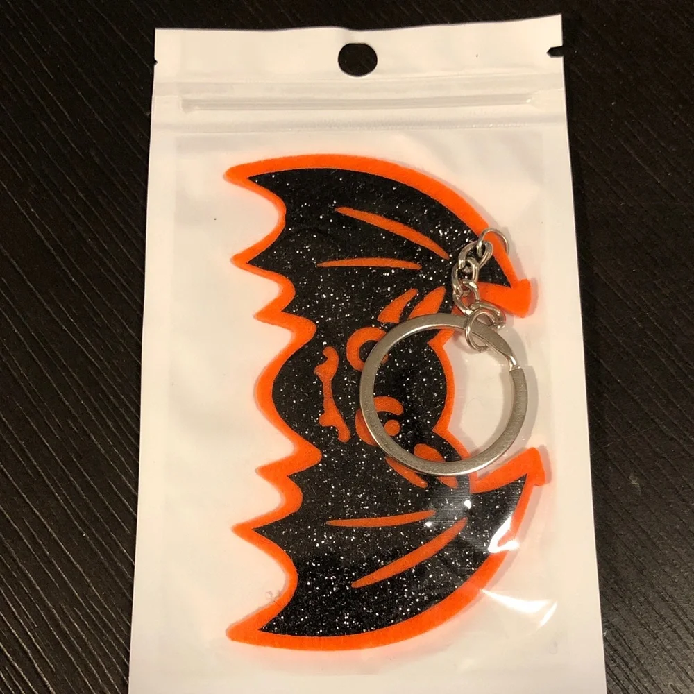 Orange and Black Bat Keychain for Kids Accessories